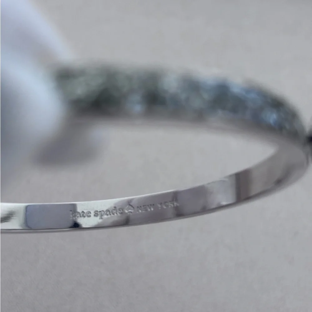 Kate Spade New York Silver-Tone Everyday Spade Glitter Enamel Bangle Bracelet - Picture 2 of 7